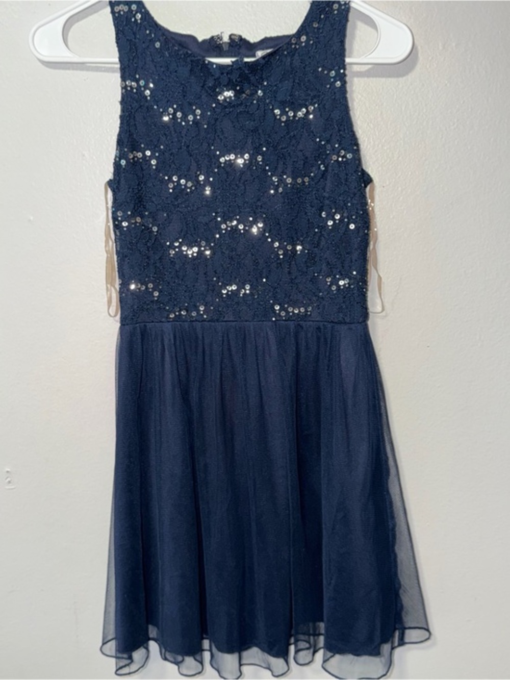 Speechless Navy Lace & Sequin Tulle Party Dress
